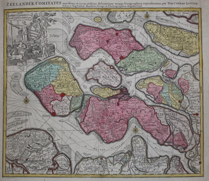 Zeelandiae Comitatus novissima et accuratissima delineatione mappa Geographica by Tob. Conrad Lotter