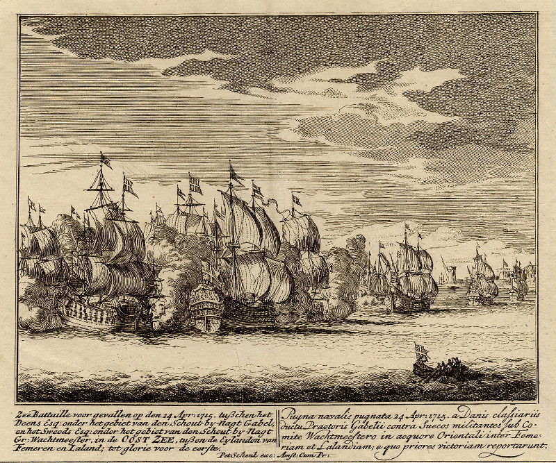 Zee Battaille voor gevallen op den 24 Apr. 1715 by Peter Schenk