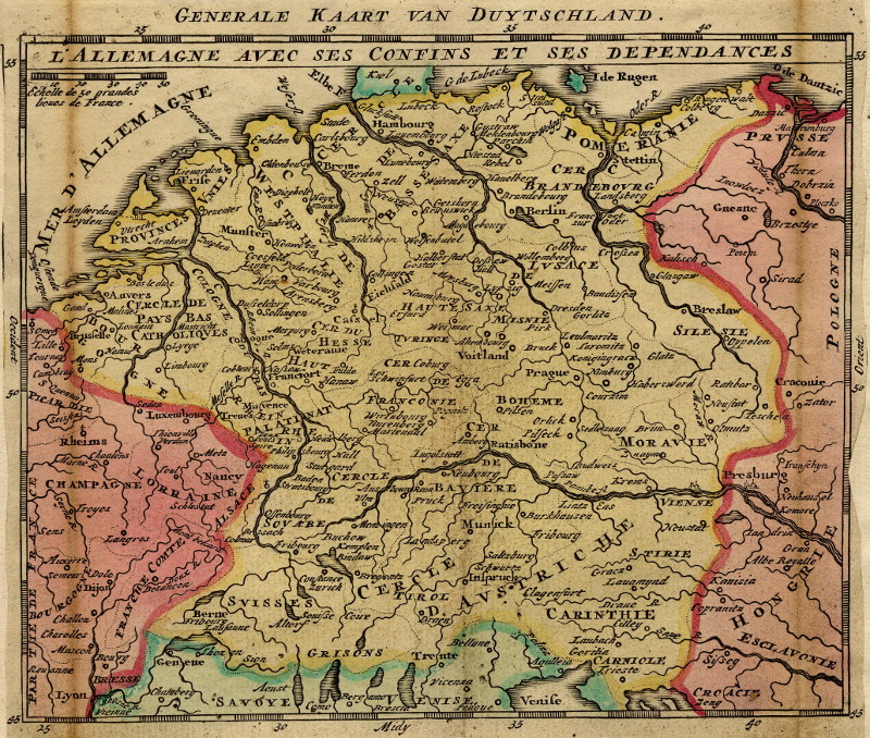 Generale Kaart van Duytschland; L´Allemagne avec ses Confins et ses Dependances by Jan de Lat