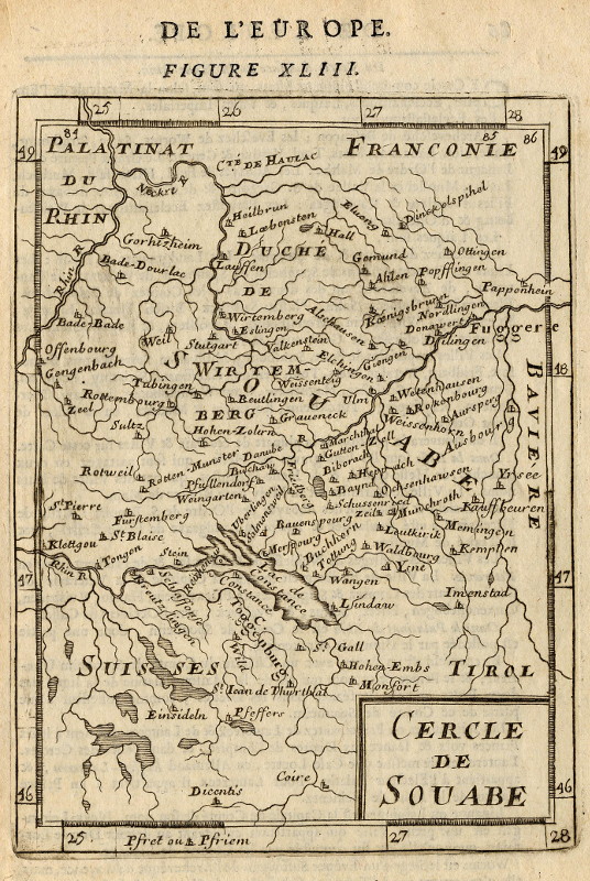 map De l´Europe, Cercle de Souabe by A. Manesson Mallet