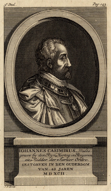 print Johannes Casimirus, Paltsgrave bij den Rijn, Hertog in Beijeren etc., Ridder der Tartier Ordre by Jan Punt