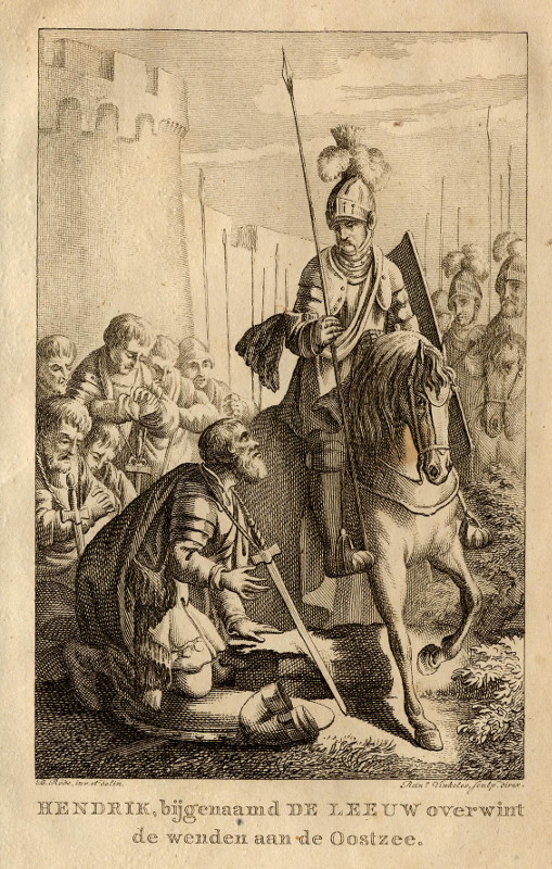 print Hendrik, bijgenaamd De Leeuw overwint de wenden aan de Oostzee by R. Vinkeles, C.B. Rode