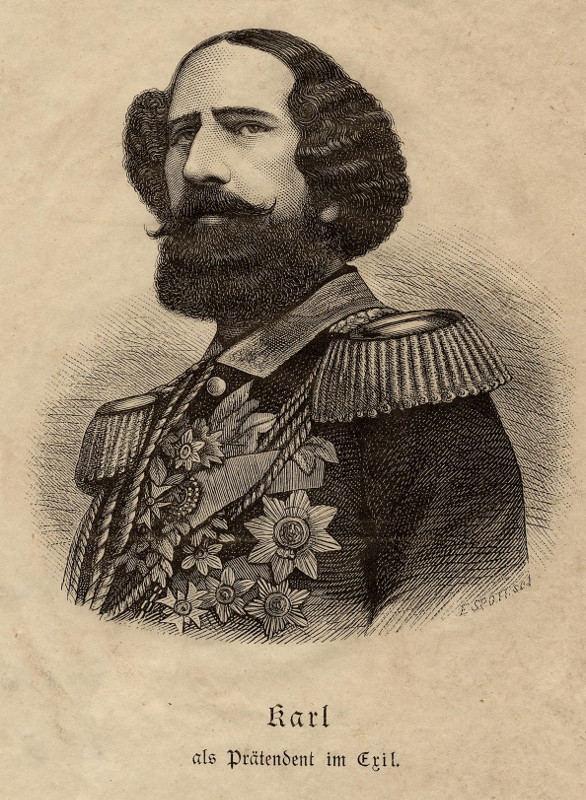 print Karl als Prätendent im Exil by E. Spott