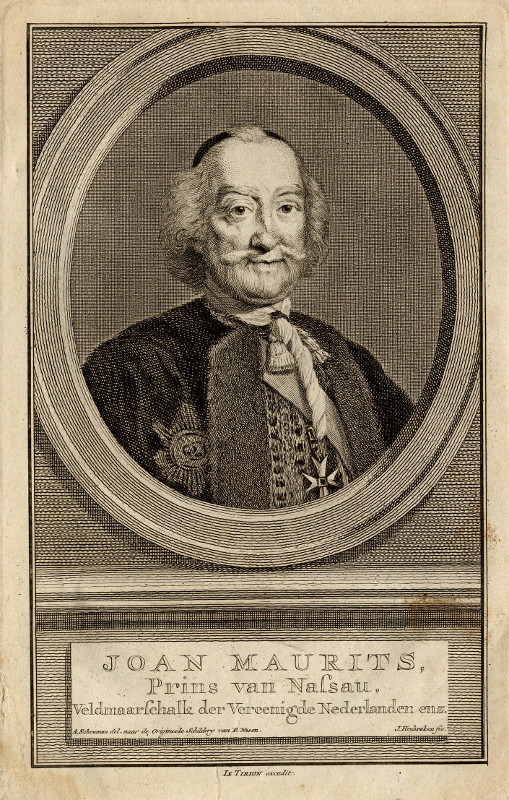 print Joan Maurits, Prins van Nassau, Veldmaarschalk der Vereenigde Nederlanden enz. by J. Houbraken, naar A. Schouman, naar P. Nason