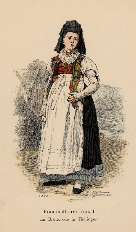 print Frau in alterer Tracht aus Brotterode in Thuringen by W. Hazermann, Carl Streller