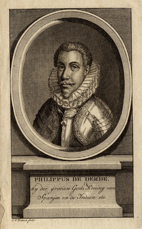 print Philippus de Derde by der gratien Gods Koning van Spanjen en de Indien etc.  by G.F. Fritsch