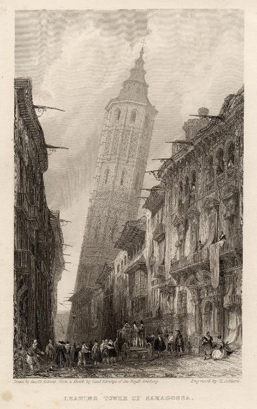 view Leaning tower of Saragossa by David Roberts, H. Adlard