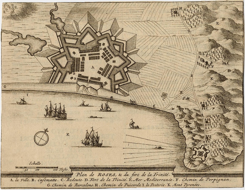 Plan de Roses, & du fort de la Trinite by Pieter van der Aa