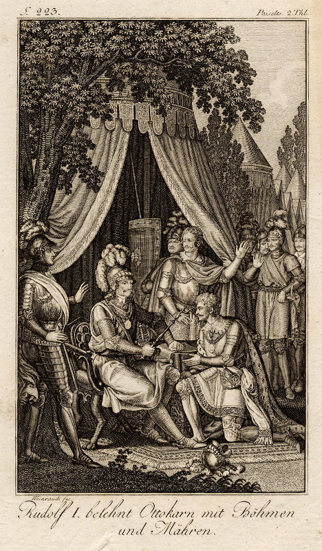 print Rudolf I belehnt Ottokarn mit Bohmen und Mahren by J.C. Weinrauch