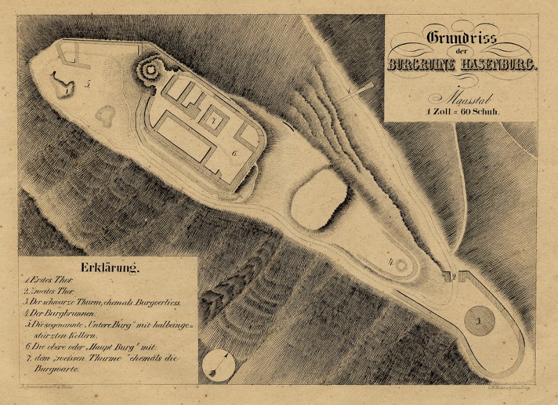 Grundriss der Burguine Hasenburg by F.A. Heber, C.W. Medau