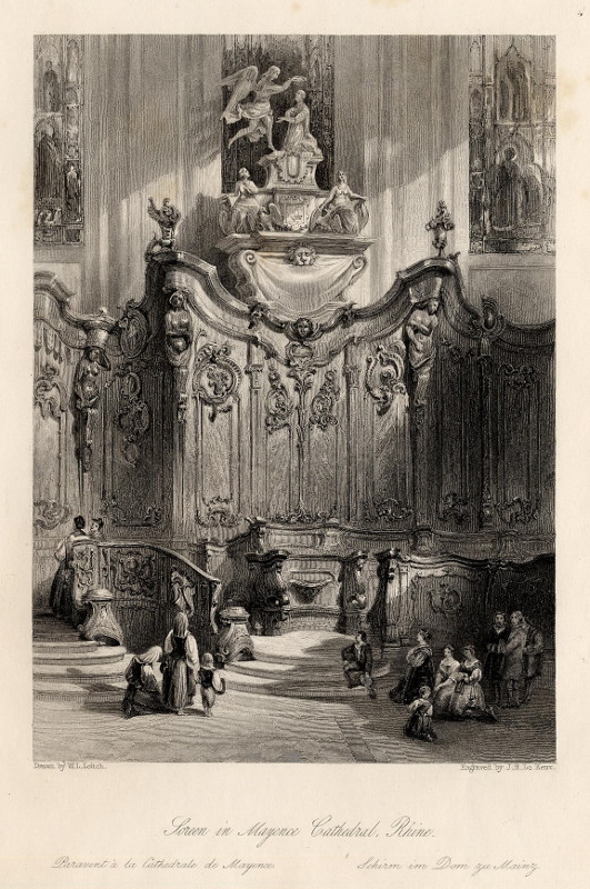 view Screen in Mayence Cathedral, Rhine by W.L. Leitch, J.H. Le Keux