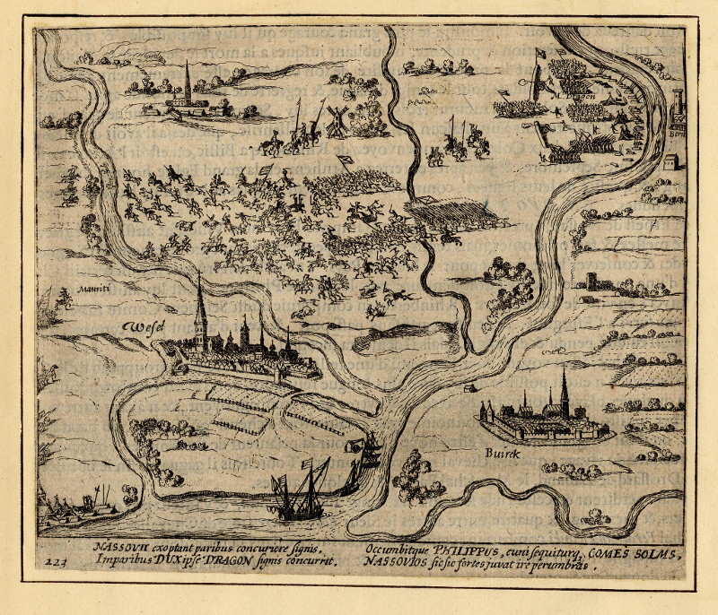 Nederlaag van het Staatse leger bij Wesel, 1595 by Simon Frisius