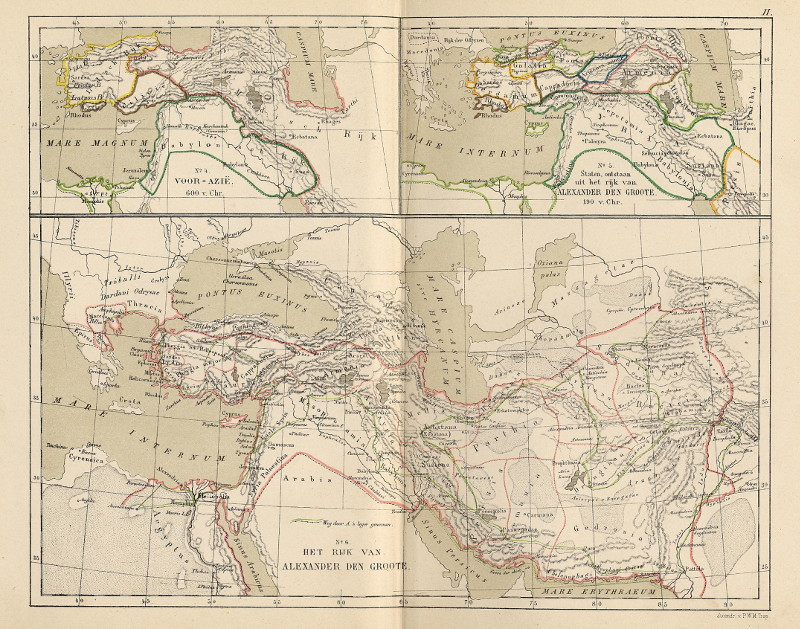 Het Rijk van Alexander den Groote; Voor-Azië 600 v. Chr.;  Staten ontstaan uit het rijk... 190 v. C by P.W.M. Trap