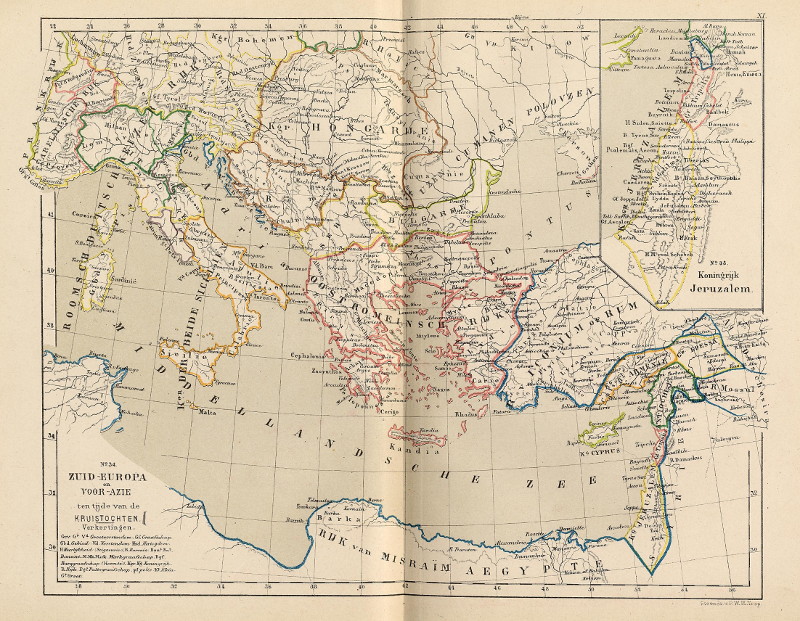 Zuid-Europa en Voor-Azie ten tijde van de Kruistochten; Koningrijk Jeruzalem by P.W.M. Trap