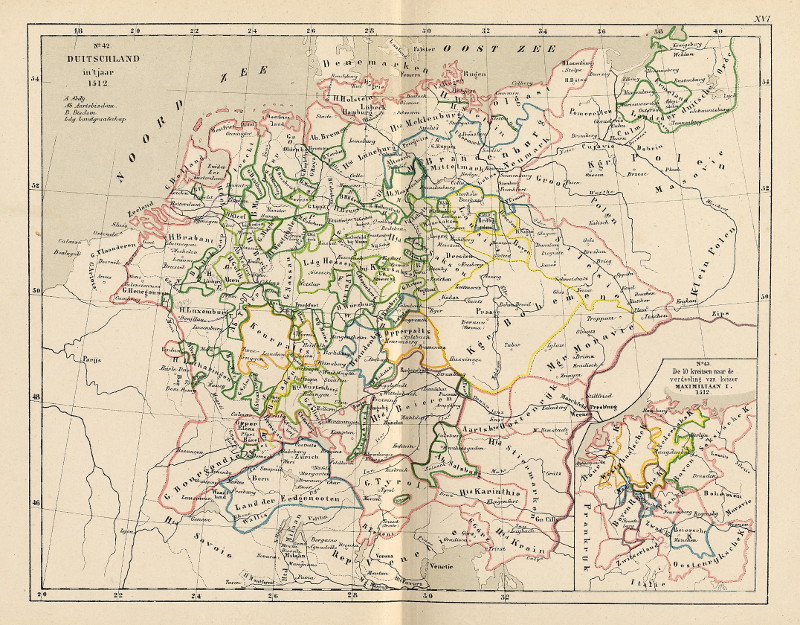 Duitschland in ´t jaar 1512; De 10 kreitsen naar de verdeeling van keizer Maximiliaan 1, 1512 by P.W.M. Trap