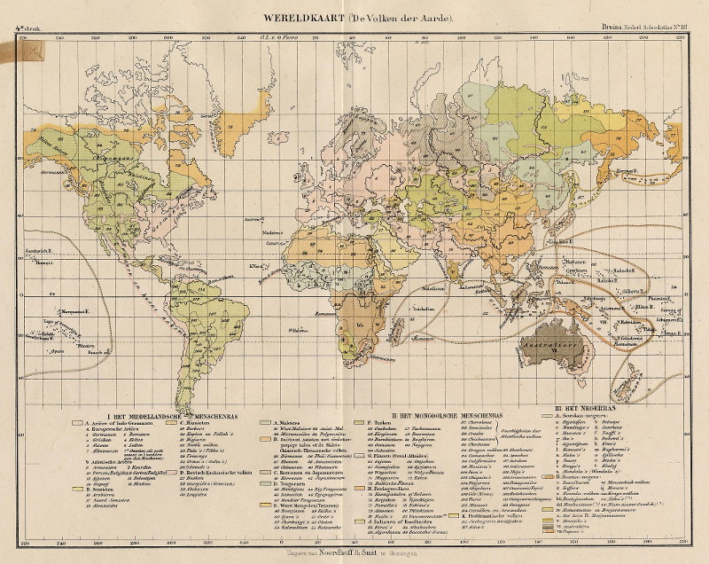 Wereldkaart (De Volken der Aarde) by F. Bruins