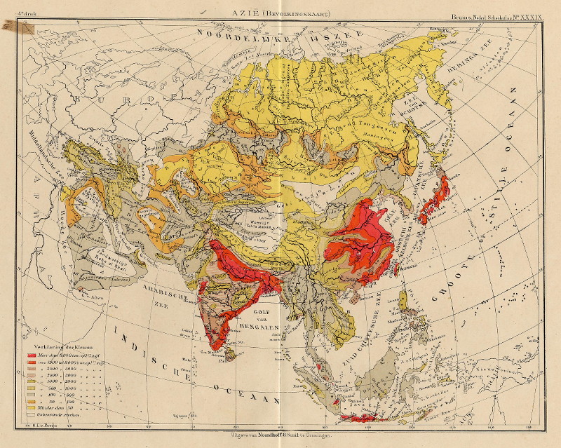 Azie (Bevolkingskaart) by F. Bruins