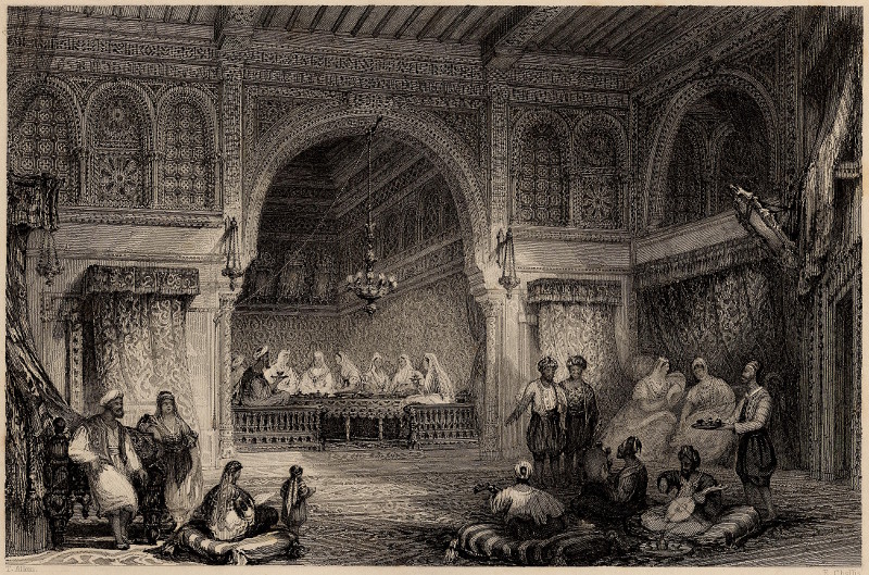 Interior of a Moorish palace, Algiers by T. Allom, E. Challis