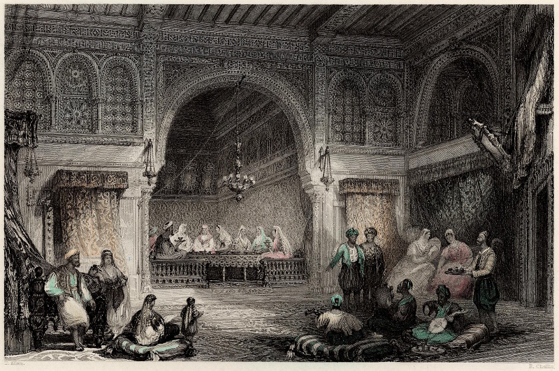 Interior of a Moorish palace, Algiers by T. Allom, E. Challis