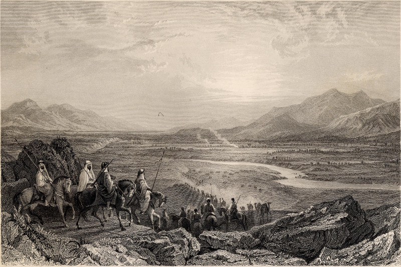 Plain of the Jordan, Looking towards the Dead Sea by T. Allom, S. Fisher