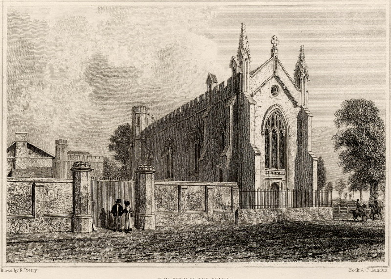 N.W. View of the Chapel. Rugby School by E. Pretty