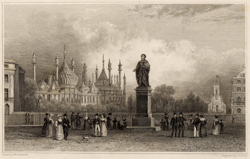 Pavilion, Statue of Geo IV, and New Church, Brighton by W.H. Bartlett, J.C. Allen