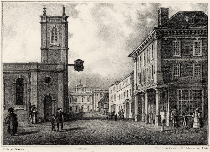 Market place Lichfield, the birth-place of Dr. Johnson by N. Whittock