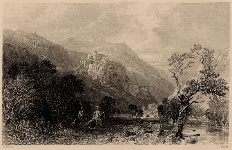 Castle Rock, Vale of St. John, looking south, Cumberland by T. Allom, J. Sands