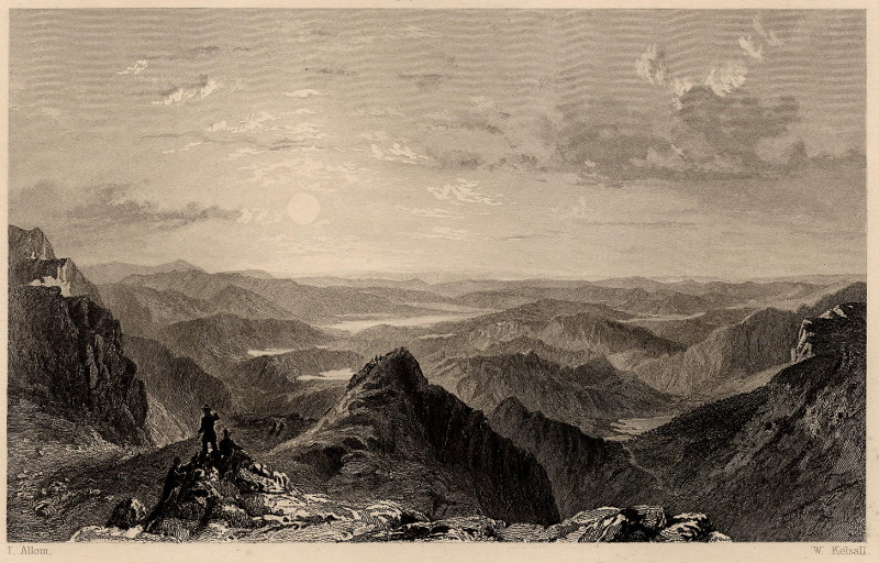 View from Langdale Pikes, looking south-east, Westmorland by T. Allom, W. Kelsall