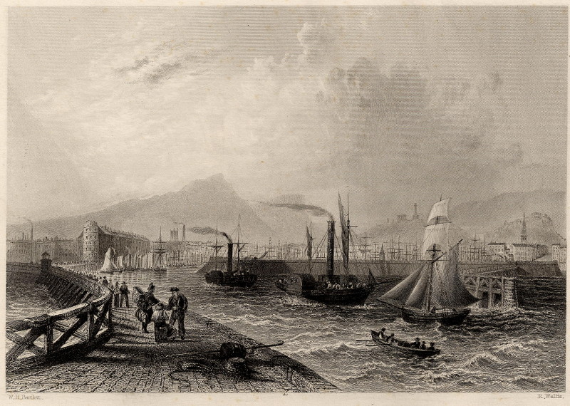 Leith pier and harbour by W.H. Bartlett, R. Wallis