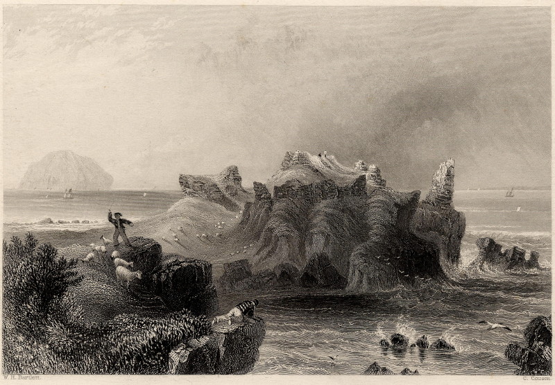 Ailsa Craig from Turnbury Castle by W.H. Bartlett, C. Cousen