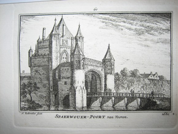 view Spaerwouer poort van de voorkant, Haarlem by Abraham Rademaker