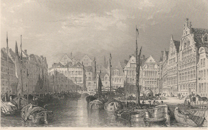 Great Canal, with Antique Gothic House by T. Allom, J.B. Allen