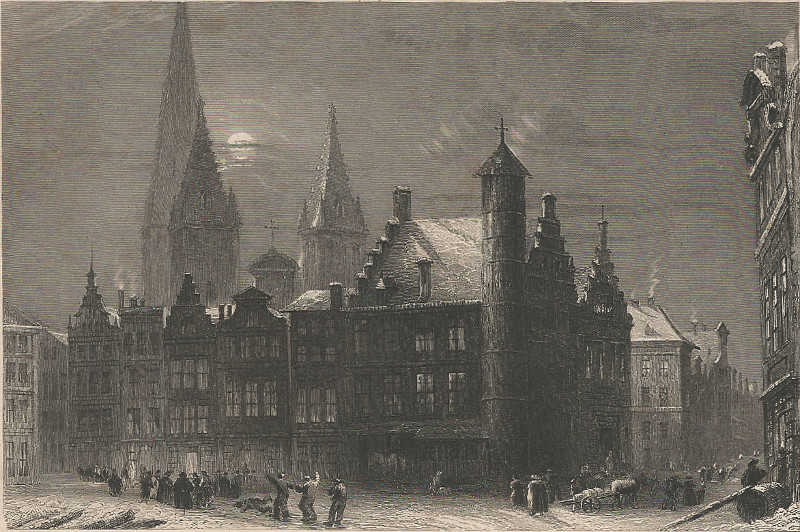 The Marche de Vendredi, Ghent by W.H. Bartlett, A.H. Payne