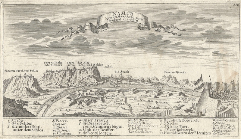 Namur, von der Maas Seiten nach Braband anzusehen by Gabriel Bodenehr