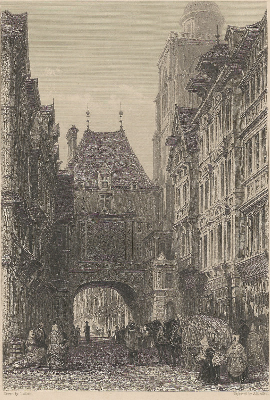 view Rue de la Grosse-Horloge, Rouen by T. Allom, J.B. Allen