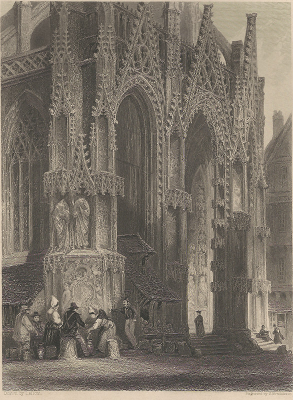 view Fountain of St. Maclou, Rouen by T. Allom, S. Bradshaw